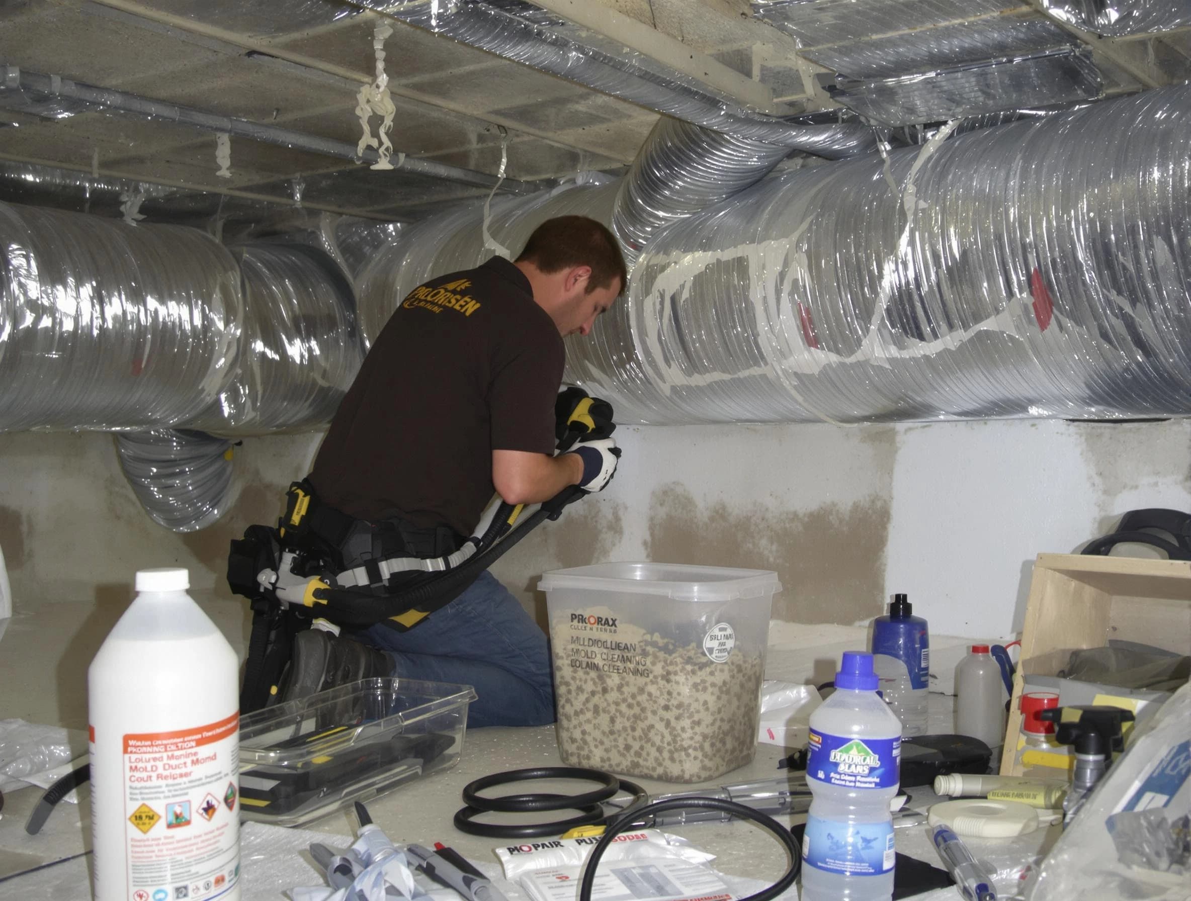 Anaheim Air Duct Cleaning specialist performing professional mold removal from air ducts in Anaheim