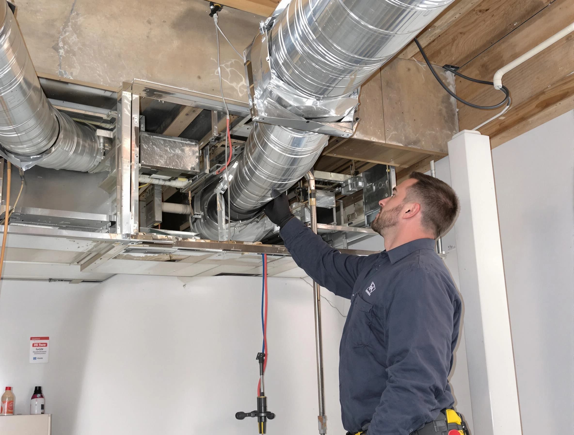 Anaheim Air Duct Cleaning technician performing professional air duct repair using specialized tools in Anaheim