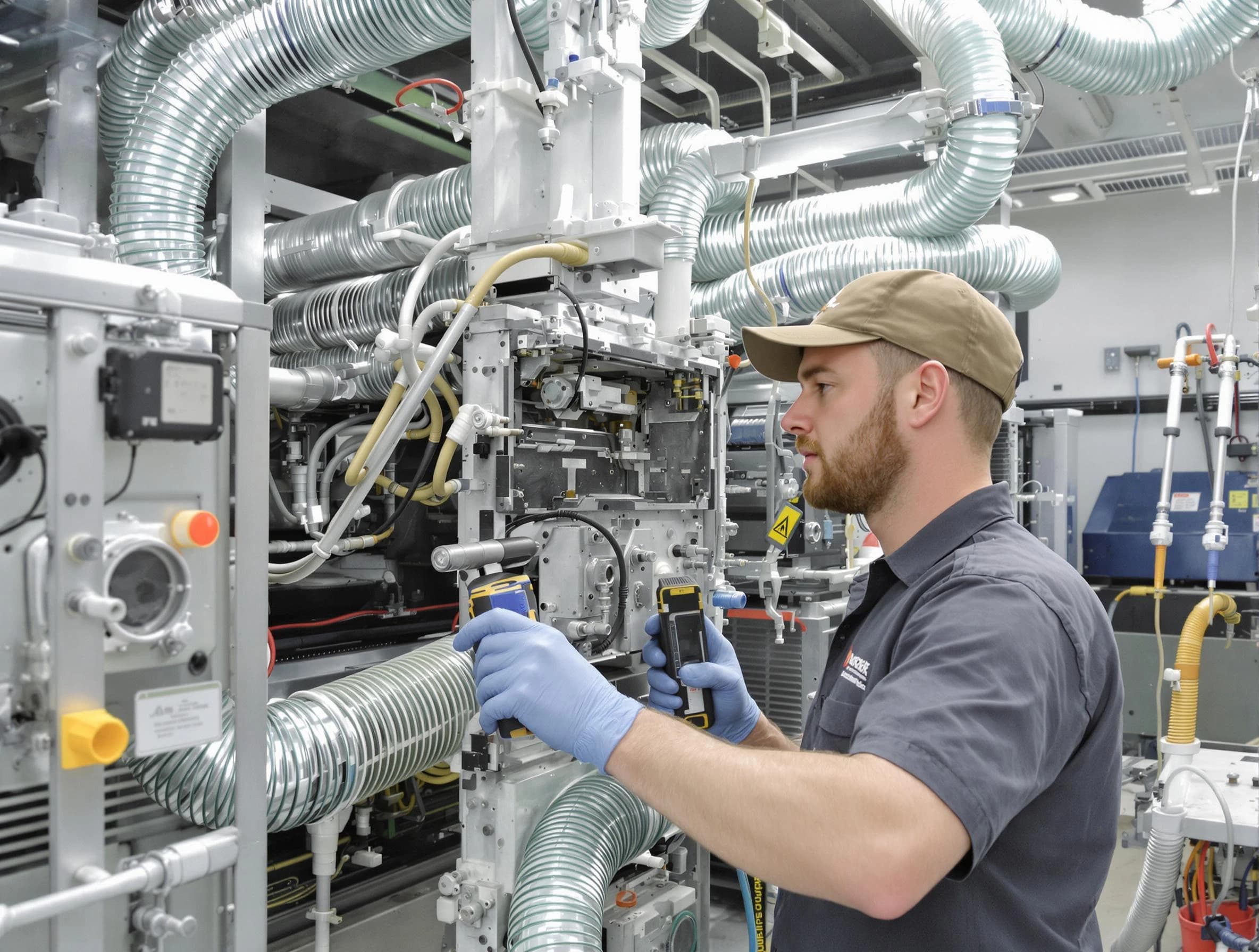 Anaheim Air Duct Cleaning technician performing precision commercial coil cleaning at a business facility in Anaheim